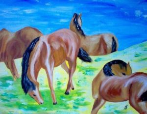 Voir le détail de cette oeuvre: chevaux d'après Franz Marc